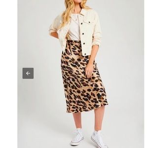 Vintage Animal Print Satin Slip Skirt Size Medium